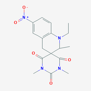 molecular formula C17H20N4O5 B4305945 1'-ethyl-1,2',3-trimethyl-6'-nitro-1',4'-dihydro-2H,2'H-spiro[pyrimidine-5,3'-quinoline]-2,4,6(1H,3H)-trione 