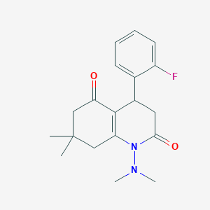 molecular formula C19H23FN2O2 B4306023 1-(dimethylamino)-4-(2-fluorophenyl)-7,7-dimethyl-4,6,7,8-tetrahydroquinoline-2,5(1H,3H)-dione 