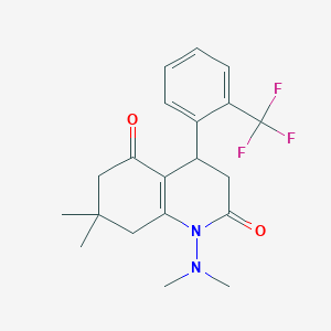molecular formula C20H23F3N2O2 B4306035 1-(dimethylamino)-7,7-dimethyl-4-[2-(trifluoromethyl)phenyl]-4,6,7,8-tetrahydroquinoline-2,5(1H,3H)-dione 