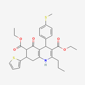 diethyl 4-[4-(methylthio)phenyl]-5-oxo-2-propyl-7-(2-thienyl)-1,4,5,6,7,8-hexahydroquinoline-3,6-dicarboxylate