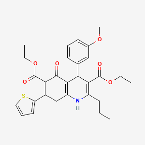 diethyl 4-(3-methoxyphenyl)-5-oxo-2-propyl-7-(2-thienyl)-1,4,5,6,7,8-hexahydroquinoline-3,6-dicarboxylate