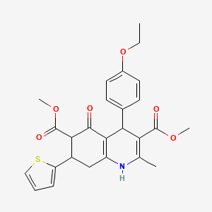 molecular formula C26H27NO6S B4306117 dimethyl 4-(4-ethoxyphenyl)-2-methyl-5-oxo-7-(2-thienyl)-1,4,5,6,7,8-hexahydroquinoline-3,6-dicarboxylate 