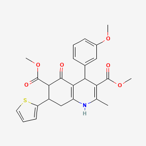 molecular formula C25H25NO6S B4306121 dimethyl 4-(3-methoxyphenyl)-2-methyl-5-oxo-7-(2-thienyl)-1,4,5,6,7,8-hexahydroquinoline-3,6-dicarboxylate 