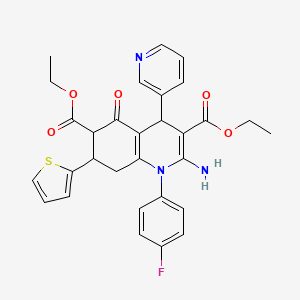 molecular formula C30H28FN3O5S B4306124 diethyl 2-amino-1-(4-fluorophenyl)-5-oxo-4-pyridin-3-yl-7-(2-thienyl)-1,4,5,6,7,8-hexahydroquinoline-3,6-dicarboxylate 