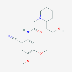 molecular formula C18H25N3O4 B4306160 N-(2-CYANO-4,5-DIMETHOXYPHENYL)-2-[2-(2-HYDROXYETHYL)-1-PIPERIDINYL]ACETAMIDE 