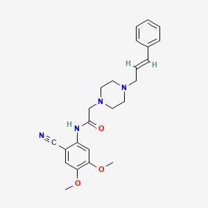 molecular formula C24H28N4O3 B4306198 N-(2-cyano-4,5-dimethoxyphenyl)-2-[4-(3-phenylprop-2-en-1-yl)piperazin-1-yl]acetamide 