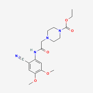 molecular formula C18H24N4O5 B4306200 ethyl 4-{2-[(2-cyano-4,5-dimethoxyphenyl)amino]-2-oxoethyl}piperazine-1-carboxylate 