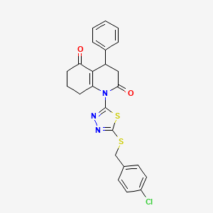 molecular formula C24H20ClN3O2S2 B4306214 1-{5-[(4-chlorobenzyl)thio]-1,3,4-thiadiazol-2-yl}-4-phenyl-4,6,7,8-tetrahydroquinoline-2,5(1H,3H)-dione 