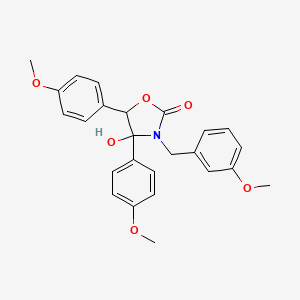 molecular formula C25H25NO6 B4306237 4-hydroxy-3-(3-methoxybenzyl)-4,5-bis(4-methoxyphenyl)-1,3-oxazolidin-2-one 
