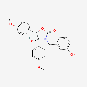 molecular formula C25H25NO6 B4306237 4-HYDROXY-3-(3-METHOXYBENZYL)-4,5-BIS(4-METHOXYPHENYL)-1,3-OXAZOLAN-2-ONE 