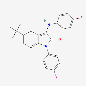 molecular formula C24H24F2N2O B4306241 5-tert-butyl-1-(4-fluorophenyl)-3-[(4-fluorophenyl)amino]-1,4,5,6-tetrahydro-2H-indol-2-one 