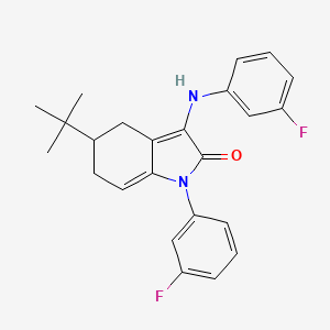molecular formula C24H24F2N2O B4306249 5-tert-butyl-1-(3-fluorophenyl)-3-[(3-fluorophenyl)amino]-1,4,5,6-tetrahydro-2H-indol-2-one 