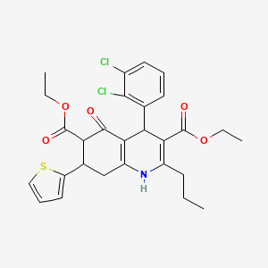 diethyl 4-(2,3-dichlorophenyl)-5-oxo-2-propyl-7-(2-thienyl)-1,4,5,6,7,8-hexahydroquinoline-3,6-dicarboxylate