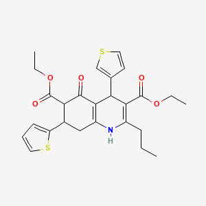 diethyl 5-oxo-2-propyl-7-(2-thienyl)-4-(3-thienyl)-1,4,5,6,7,8-hexahydroquinoline-3,6-dicarboxylate