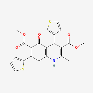 molecular formula C22H21NO5S2 B4306298 dimethyl 2-methyl-5-oxo-7-(2-thienyl)-4-(3-thienyl)-1,4,5,6,7,8-hexahydroquinoline-3,6-dicarboxylate 