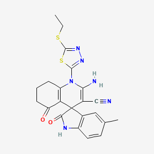 2'-amino-1'-[5-(ethylthio)-1,3,4-thiadiazol-2-yl]-5-methyl-2,5'-dioxo-1,2,5',6',7',8'-hexahydro-1'H-spiro[indole-3,4'-quinoline]-3'-carbonitrile