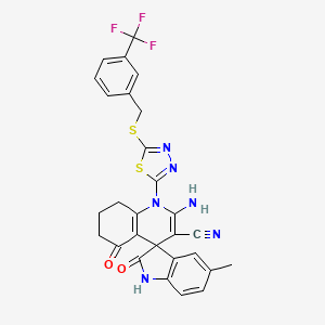 2'-amino-5-methyl-2,5'-dioxo-1'-(5-{[3-(trifluoromethyl)benzyl]thio}-1,3,4-thiadiazol-2-yl)-1,2,5',6',7',8'-hexahydro-1'H-spiro[indole-3,4'-quinoline]-3'-carbonitrile