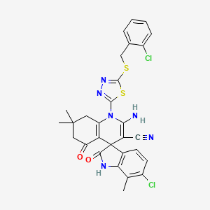 molecular formula C29H24Cl2N6O2S2 B4306332 2'-amino-6-chloro-1'-{5-[(2-chlorobenzyl)thio]-1,3,4-thiadiazol-2-yl}-7,7',7'-trimethyl-2,5'-dioxo-1,2,5',6',7',8'-hexahydro-1'H-spiro[indole-3,4'-quinoline]-3'-carbonitrile 