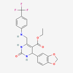 molecular formula C22H20F3N3O5 B4306339 ethyl 4-(1,3-benzodioxol-5-yl)-2-oxo-6-({[4-(trifluoromethyl)phenyl]amino}methyl)-1,2,3,4-tetrahydropyrimidine-5-carboxylate 