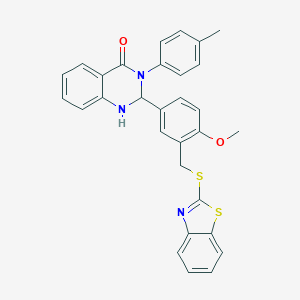 molecular formula C30H25N3O2S2 B430634 2-[3-(1,3-Benzothiazol-2-ylsulfanylmethyl)-4-methoxyphenyl]-3-(4-methylphenyl)-1,2-dihydroquinazolin-4-one CAS No. 352660-49-2