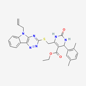 molecular formula C28H28N6O3S B4306354 ethyl 6-{[(5-allyl-5H-[1,2,4]triazino[5,6-b]indol-3-yl)thio]methyl}-4-(2,5-dimethylphenyl)-2-oxo-1,2,3,4-tetrahydropyrimidine-5-carboxylate 