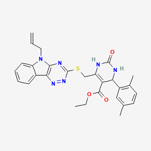 ETHYL 6-{[(5-ALLYL-5H-[1,2,4]TRIAZINO[5,6-B]INDOL-3-YL)SULFANYL]METHYL}-4-(2,5-DIMETHYLPHENYL)-2-OXO-1,2,3,4-TETRAHYDRO-5-PYRIMIDINECARBOXYLATE