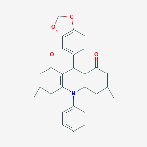 molecular formula C30H31NO4 B430636 9-(1,3-benzodioxol-5-yl)-3,3,6,6-tetramethyl-10-phenyl-3,4,6,7,9,10-hexahydroacridine-1,8(2H,5H)-dione 