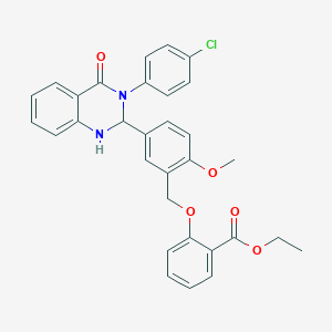 molecular formula C31H27ClN2O5 B430637 Ethyl 2-({5-[3-(4-chlorophenyl)-4-oxo-1,2,3,4-tetrahydro-2-quinazolinyl]-2-methoxybenzyl}oxy)benzoate 