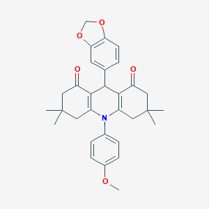 molecular formula C31H33NO5 B430638 9-(1,3-benzodioxol-5-yl)-10-(4-methoxyphenyl)-3,3,6,6-tetramethyl-4,5,7,9-tetrahydro-2H-acridine-1,8-dione CAS No. 404921-24-0