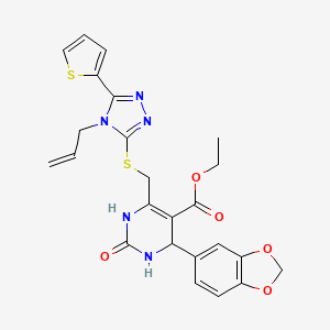 molecular formula C24H23N5O5S2 B4306393 ethyl 6-({[4-allyl-5-(2-thienyl)-4H-1,2,4-triazol-3-yl]thio}methyl)-4-(1,3-benzodioxol-5-yl)-2-oxo-1,2,3,4-tetrahydropyrimidine-5-carboxylate 