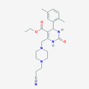 molecular formula C23H31N5O3 B4306399 ethyl 6-{[4-(2-cyanoethyl)piperazin-1-yl]methyl}-4-(2,5-dimethylphenyl)-2-oxo-1,2,3,4-tetrahydropyrimidine-5-carboxylate 