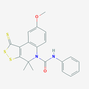 molecular formula C20H18N2O2S3 B430640 8-methoxy-4,4-dimethyl-N-phenyl-1-thioxo-1,4-dihydro-5H-[1,2]dithiolo[3,4-c]quinoline-5-carboxamide 