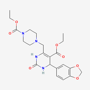 molecular formula C22H28N4O7 B4306417 ethyl 4-(1,3-benzodioxol-5-yl)-6-{[4-(ethoxycarbonyl)piperazin-1-yl]methyl}-2-oxo-1,2,3,4-tetrahydropyrimidine-5-carboxylate 
