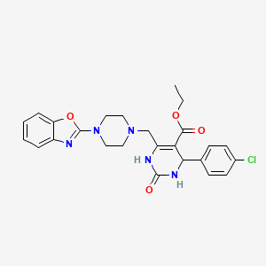 molecular formula C25H26ClN5O4 B4306418 ethyl 6-{[4-(1,3-benzoxazol-2-yl)piperazin-1-yl]methyl}-4-(4-chlorophenyl)-2-oxo-1,2,3,4-tetrahydropyrimidine-5-carboxylate 