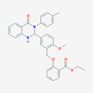 molecular formula C32H30N2O5 B430642 Ethyl 2-[[2-methoxy-5-[3-(4-methylphenyl)-4-oxo-1,2-dihydroquinazolin-2-yl]phenyl]methoxy]benzoate CAS No. 352660-61-8