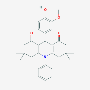 molecular formula C30H33NO4 B430643 9-(4-hydroxy-3-methoxyphenyl)-3,3,6,6-tetramethyl-10-phenyl-4,5,7,9-tetrahydro-2H-acridine-1,8-dione CAS No. 60122-10-3