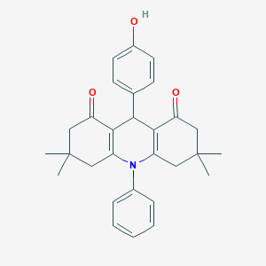molecular formula C29H31NO3 B430646 9-(4-hydroxyphenyl)-3,3,6,6-tetramethyl-10-phenyl-3,4,6,7,9,10-hexahydroacridine-1,8(2H,5H)-dione CAS No. 404922-47-0