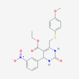 ethyl 6-{[(4-methoxyphenyl)thio]methyl}-4-(3-nitrophenyl)-2-oxo-1,2,3,4-tetrahydropyrimidine-5-carboxylate