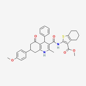 molecular formula C34H34N2O5S B4306491 METHYL 2-({[7-(4-METHOXYPHENYL)-2-METHYL-5-OXO-4-PHENYL-1,4,5,6,7,8-HEXAHYDRO-3-QUINOLINYL]CARBONYL}AMINO)-4,5,6,7-TETRAHYDRO-1-BENZOTHIOPHENE-3-CARBOXYLATE 