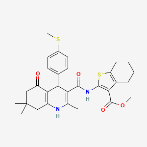 molecular formula C30H34N2O4S2 B4306497 methyl 2-[({2,7,7-trimethyl-4-[4-(methylthio)phenyl]-5-oxo-1,4,5,6,7,8-hexahydroquinolin-3-yl}carbonyl)amino]-4,5,6,7-tetrahydro-1-benzothiophene-3-carboxylate 