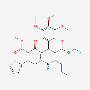 diethyl 5-oxo-2-propyl-7-(2-thienyl)-4-(3,4,5-trimethoxyphenyl)-1,4,5,6,7,8-hexahydroquinoline-3,6-dicarboxylate
