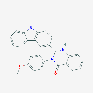 molecular formula C28H23N3O2 B430658 3-(4-methoxyphenyl)-2-(9-methyl-9H-carbazol-3-yl)-2,3-dihydroquinazolin-4(1H)-one CAS No. 312626-83-8