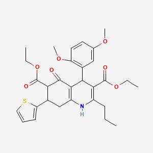 molecular formula C30H35NO7S B4306583 diethyl 4-(2,5-dimethoxyphenyl)-5-oxo-2-propyl-7-(2-thienyl)-1,4,5,6,7,8-hexahydroquinoline-3,6-dicarboxylate 