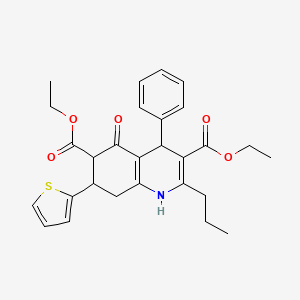 molecular formula C28H31NO5S B4306585 diethyl 5-oxo-4-phenyl-2-propyl-7-(2-thienyl)-1,4,5,6,7,8-hexahydroquinoline-3,6-dicarboxylate 