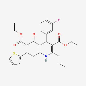 molecular formula C28H30FNO5S B4306597 diethyl 4-(3-fluorophenyl)-5-oxo-2-propyl-7-(2-thienyl)-1,4,5,6,7,8-hexahydroquinoline-3,6-dicarboxylate 