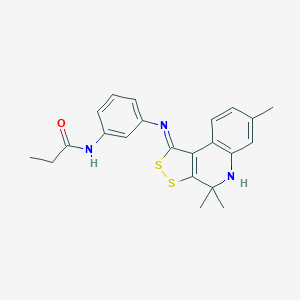 molecular formula C22H23N3OS2 B430660 N-(3-{[(1Z)-4,4,7-trimethyl-4,5-dihydro-1H-[1,2]dithiolo[3,4-c]quinolin-1-ylidene]amino}phenyl)propanamide 