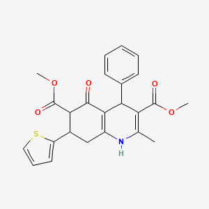 molecular formula C24H23NO5S B4306603 dimethyl 2-methyl-5-oxo-4-phenyl-7-(2-thienyl)-1,4,5,6,7,8-hexahydroquinoline-3,6-dicarboxylate 