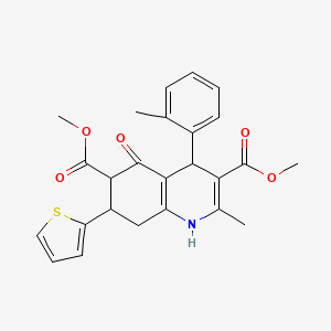 dimethyl 2-methyl-4-(2-methylphenyl)-5-oxo-7-(2-thienyl)-1,4,5,6,7,8-hexahydroquinoline-3,6-dicarboxylate