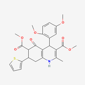 molecular formula C26H27NO7S B4306612 dimethyl 4-(2,5-dimethoxyphenyl)-2-methyl-5-oxo-7-(2-thienyl)-1,4,5,6,7,8-hexahydroquinoline-3,6-dicarboxylate 