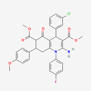 molecular formula C32H28ClFN2O6 B4306637 dimethyl 2-amino-4-(3-chlorophenyl)-1-(4-fluorophenyl)-7-(4-methoxyphenyl)-5-oxo-1,4,5,6,7,8-hexahydroquinoline-3,6-dicarboxylate 